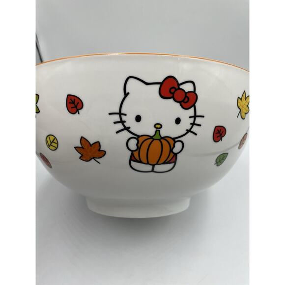 Hello Kitty 11” Salad/ Serving Fall Autumn Bowl Sanrio NEW - Picture 2 of 10
